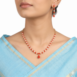 Panchaloham Necklace With Ear Rings-PN13