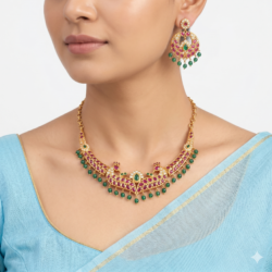 Premium Necklace With Ear Rings-NL14