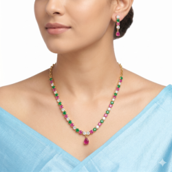 Panchaloham Necklace With Ear Rings-PN21
