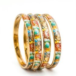 Printed Glass Bangles set of 4pcs- GBL1
