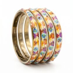 Printed Glass Bangles set of 4pcs- GBL2