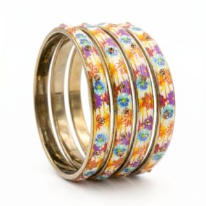 Printed Glass Bangles set of 4pcs- GBL2