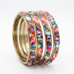 Printed Glass Bangles set of 4pcs- GBL3