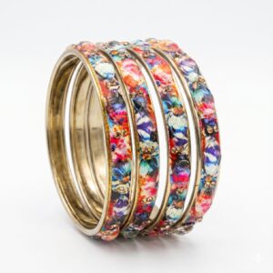 Printed Glass Bangles set of 4pcs- GBL3