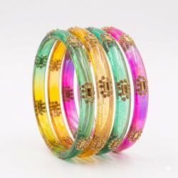 Designer Glass Bangles set of 4pcs- GBL43