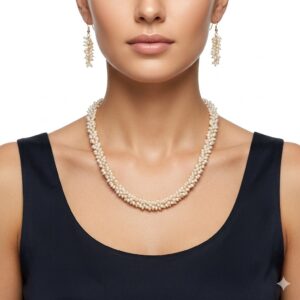 Pearl Necklace with Ear Rings PLN83