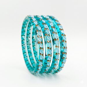 Designer Glass Bangles set of 4pcs- GBL36