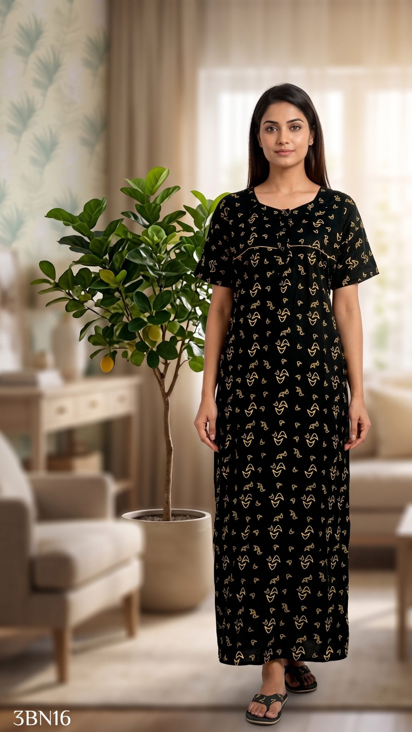 3 Button Nighty Free Size(XXL)-3BN16