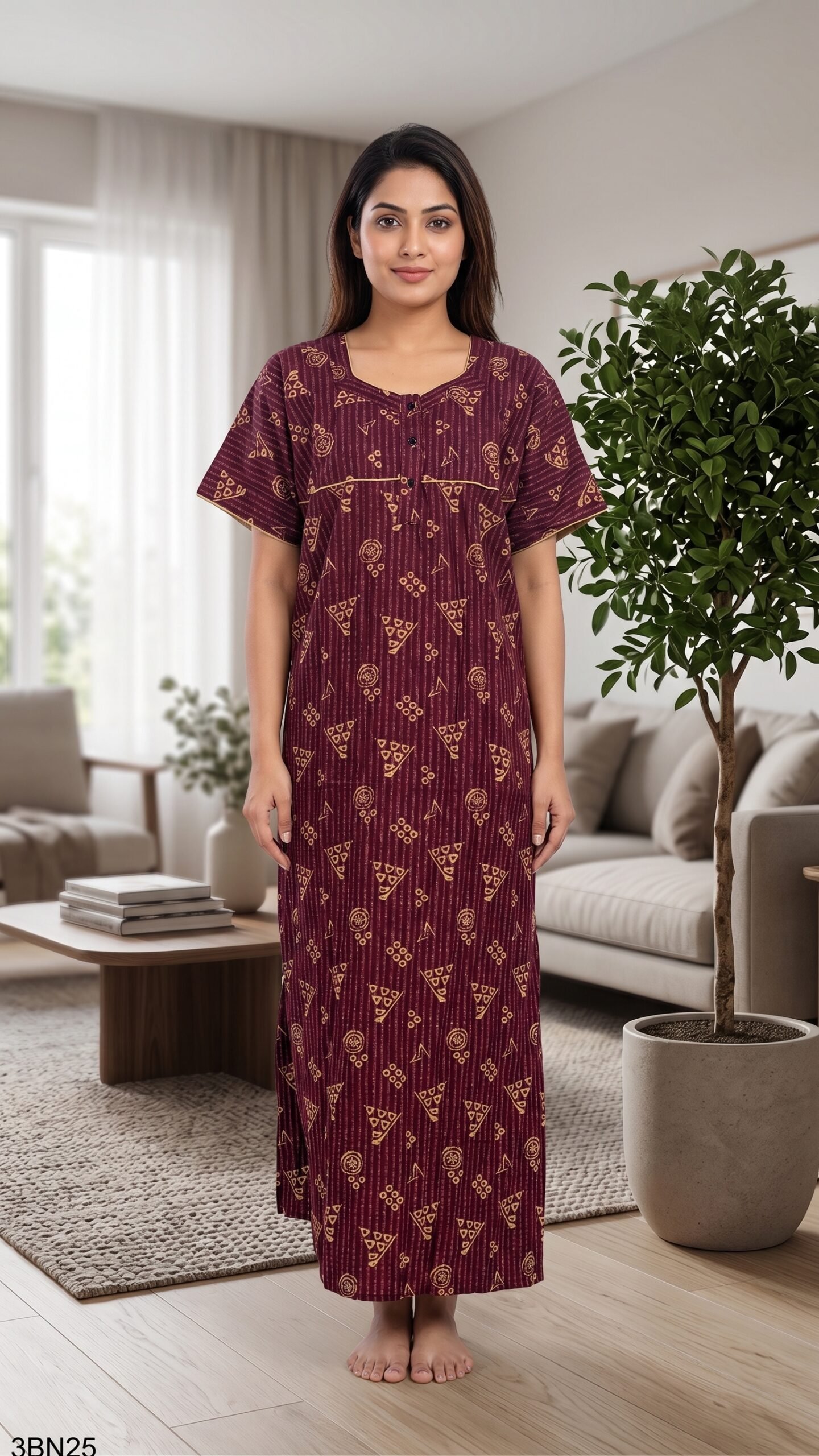 3 Button Nighty Free Size(XXL)-3BN25