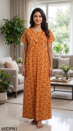 60 Length Double Patch Nighty Free Size(XXL)-60DPN1