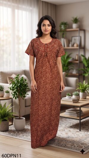 60 Length Double Patch Nighty Free Size(XXL)-60DPN11
