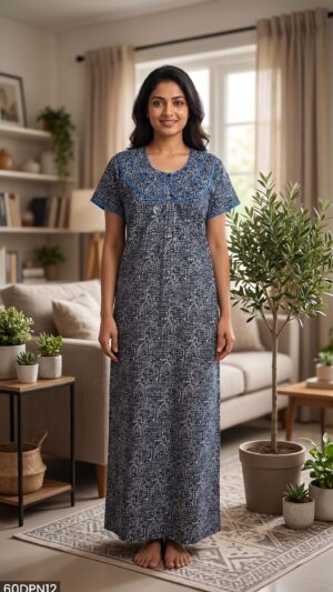 60 Length Double Patch Nighty Free Size(XXL)-60DPN12