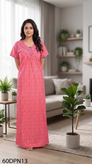 60 Length Double Patch Nighty Free Size(XXL)-60DPN13