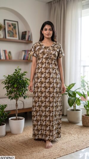 60 Length Double Patch Nighty Free Size(XXL)-60DPN2