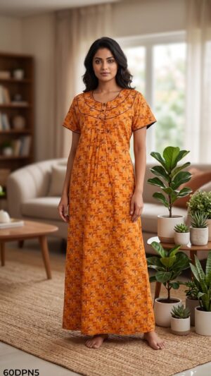 60 Length Double Patch Nighty Free Size(XXL)-60DPN5