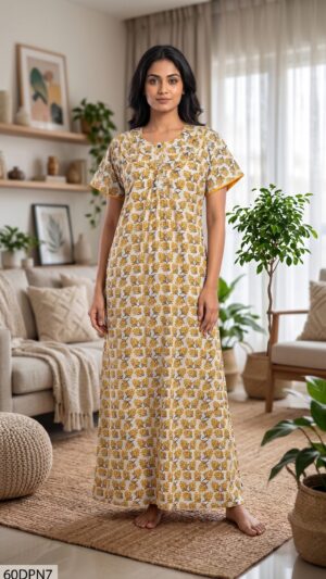 60 Length Double Patch Nighty Free Size(XXL)-60DPN7