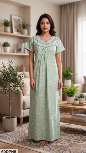 60 Length Double Patch Nighty Free Size(XXL)-60DPN8