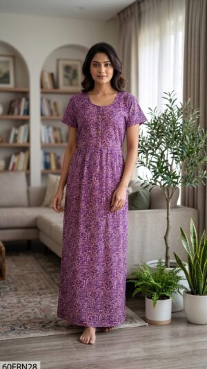 60 Length Frock Nighty Free Size(XXL)-60FRN28