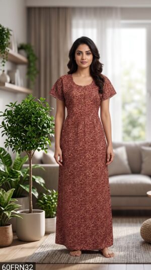 60 Length Frock Nighty Free Size(XXL)-60FRN32