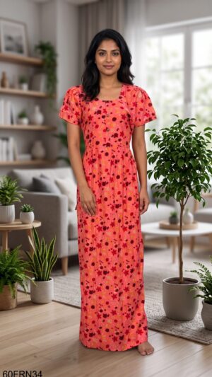 60 Length Frock Nighty Free Size(XXL)-60FRN34