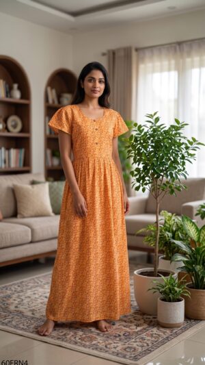 60 Length Frock Nighty Free Size(XXL)-60FRN4