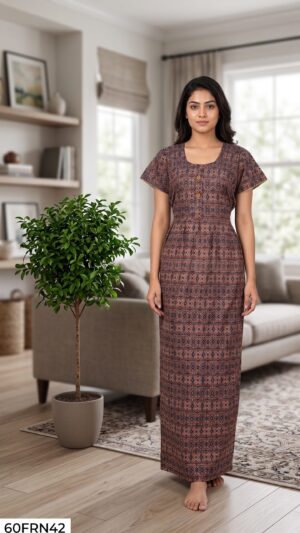 60 Length Frock Nighty Free Size(XXL)-60FRN42