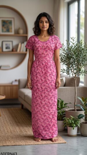 60 Length Frock Nighty Free Size(XXL)-60FRN43