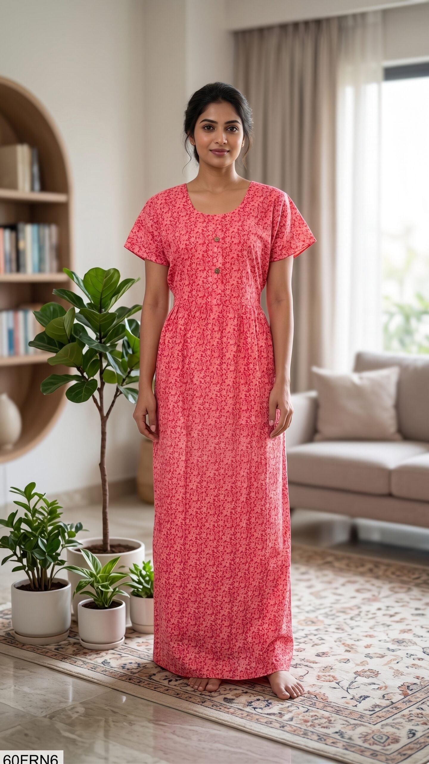 60 Length Frock Nighty Free Size(XXL)-60FRN6