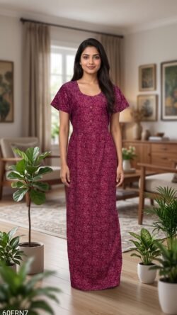 60 Length Frock Nighty Free Size(XXL)-60FRN7