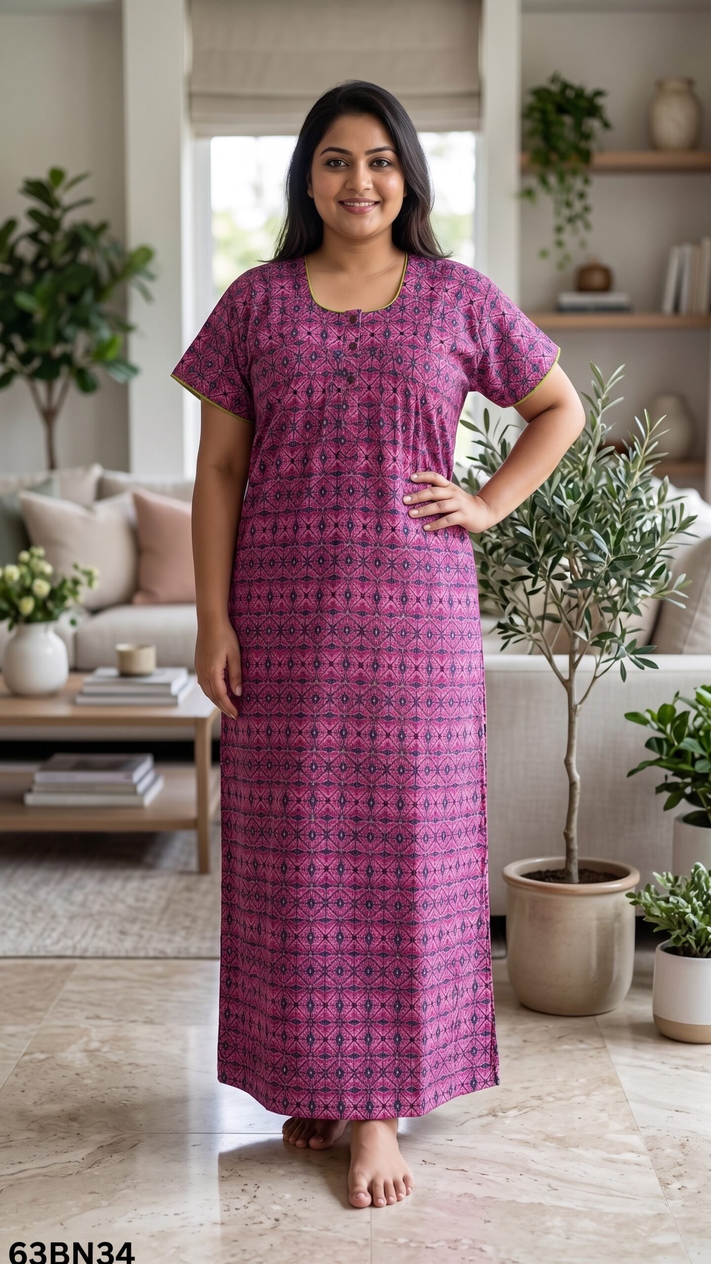 60 Length 3XL 3 Button Nighty-63BN34
