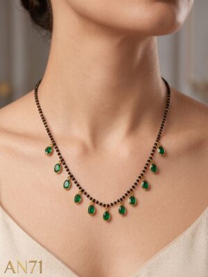 Anti-Tarnish Black Beads Necklace-AN71