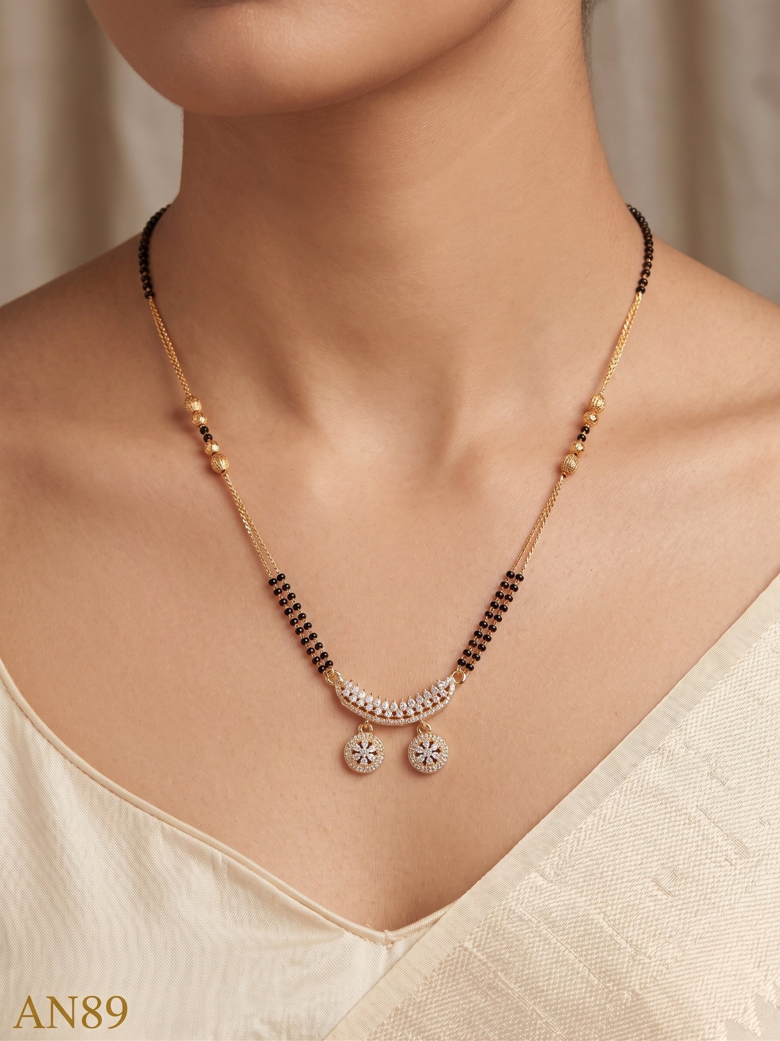 Anti-Tarnish Black Beads Necklace-AN89