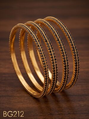Premium Black Stone Of 4 Bangles-BG212
