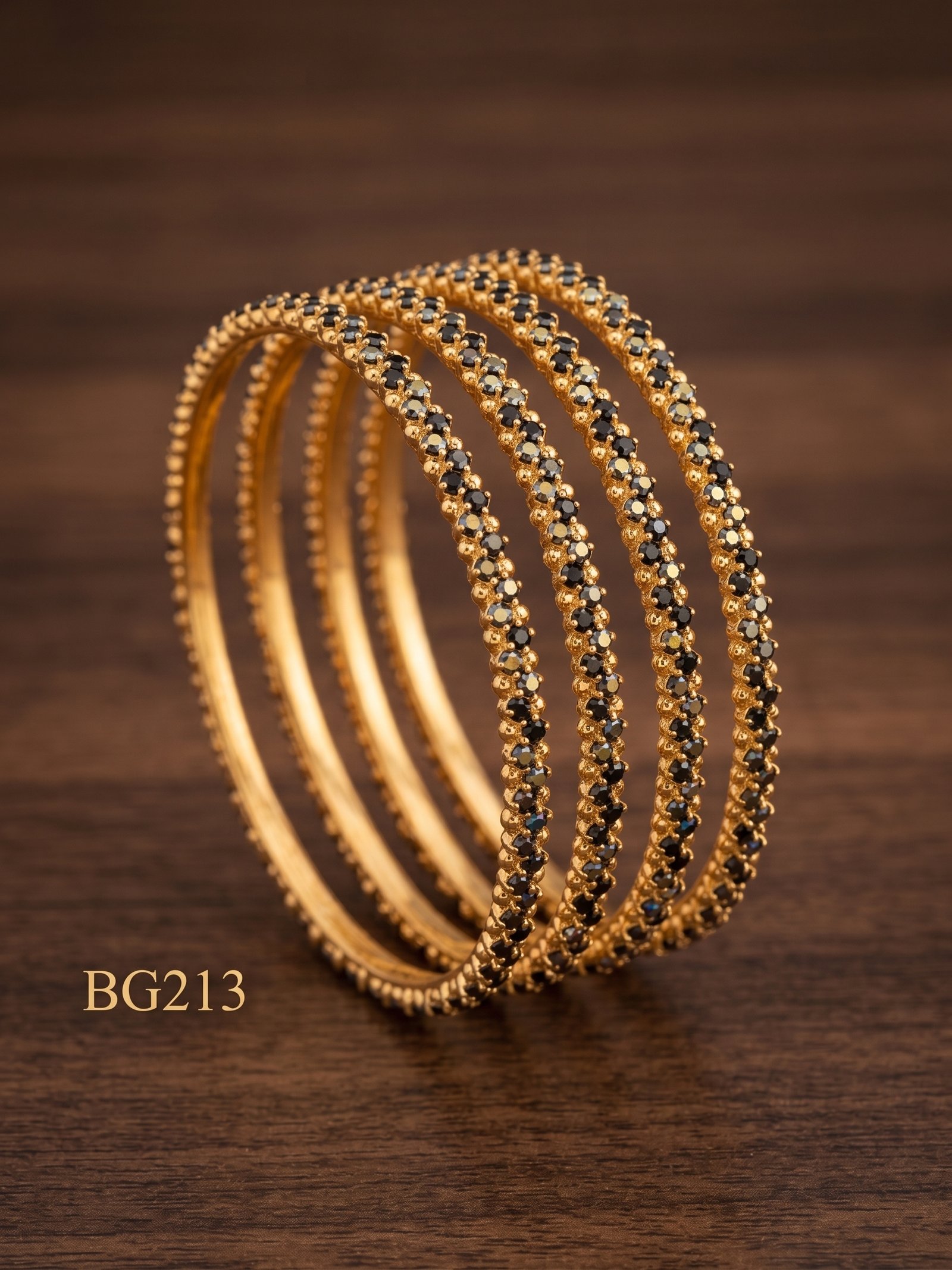Premium Black Stone Of 4 Bangles -BG213