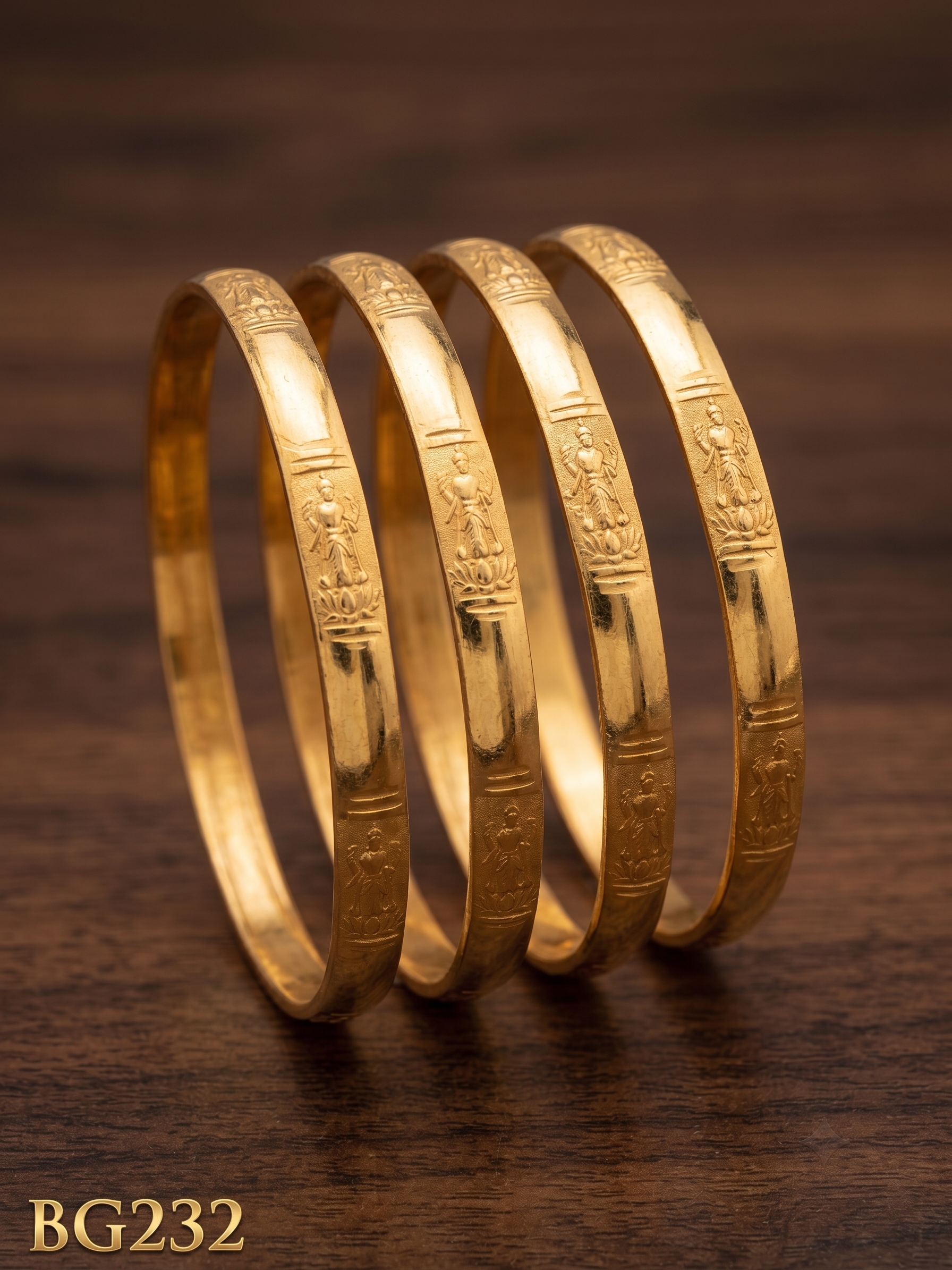 Unpolished Laxmi Devi Panchaloha Bangle Set of 4 pcs-BG232
