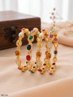 Panchaloha Nvaratna  Bangle Set of 4 pcs-BG246