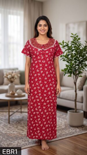 Embroidery Nighty Free Size(XXL)-ERB1