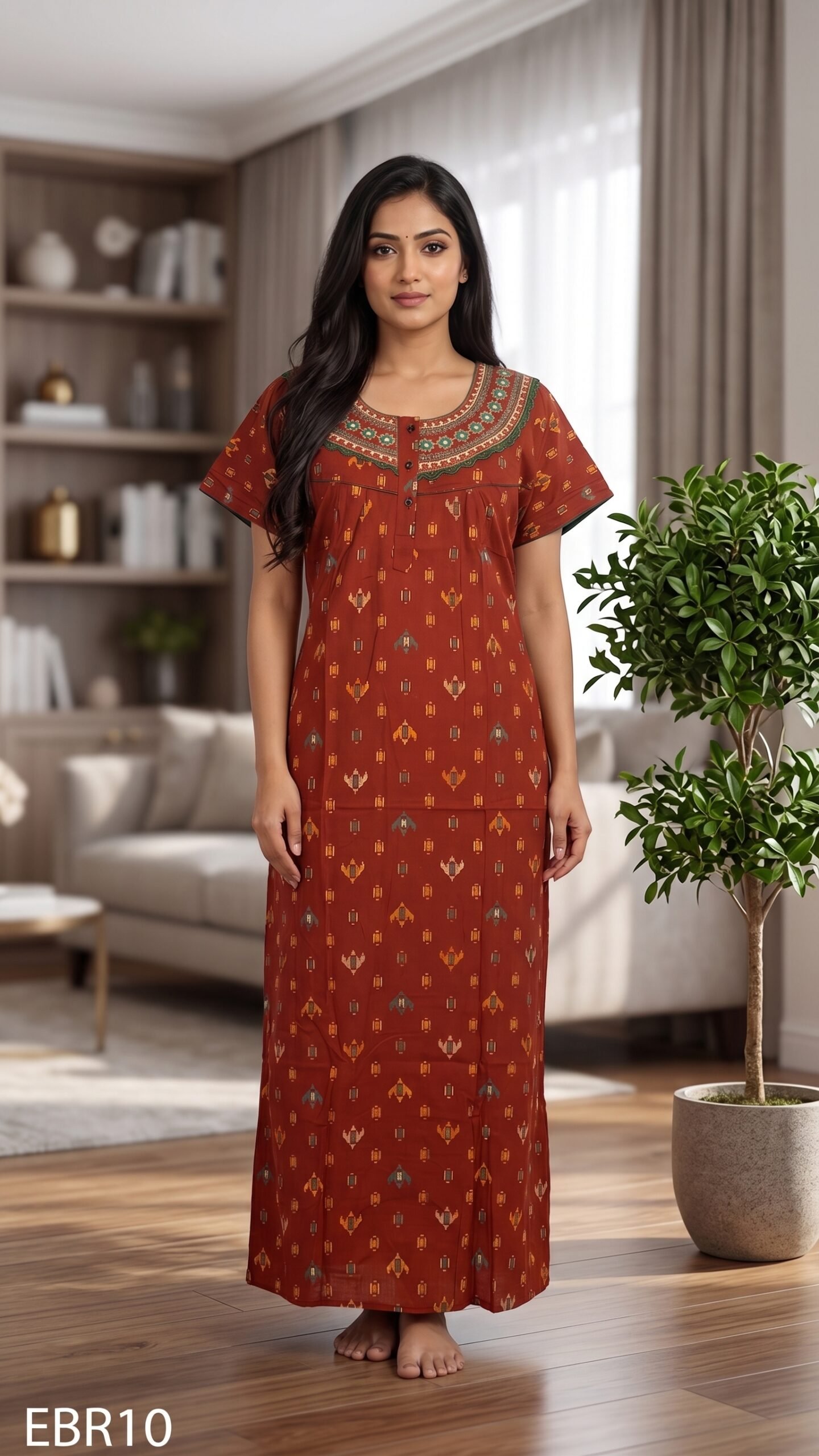 Embroidery Nighty Free Size(XXL)-ERB10