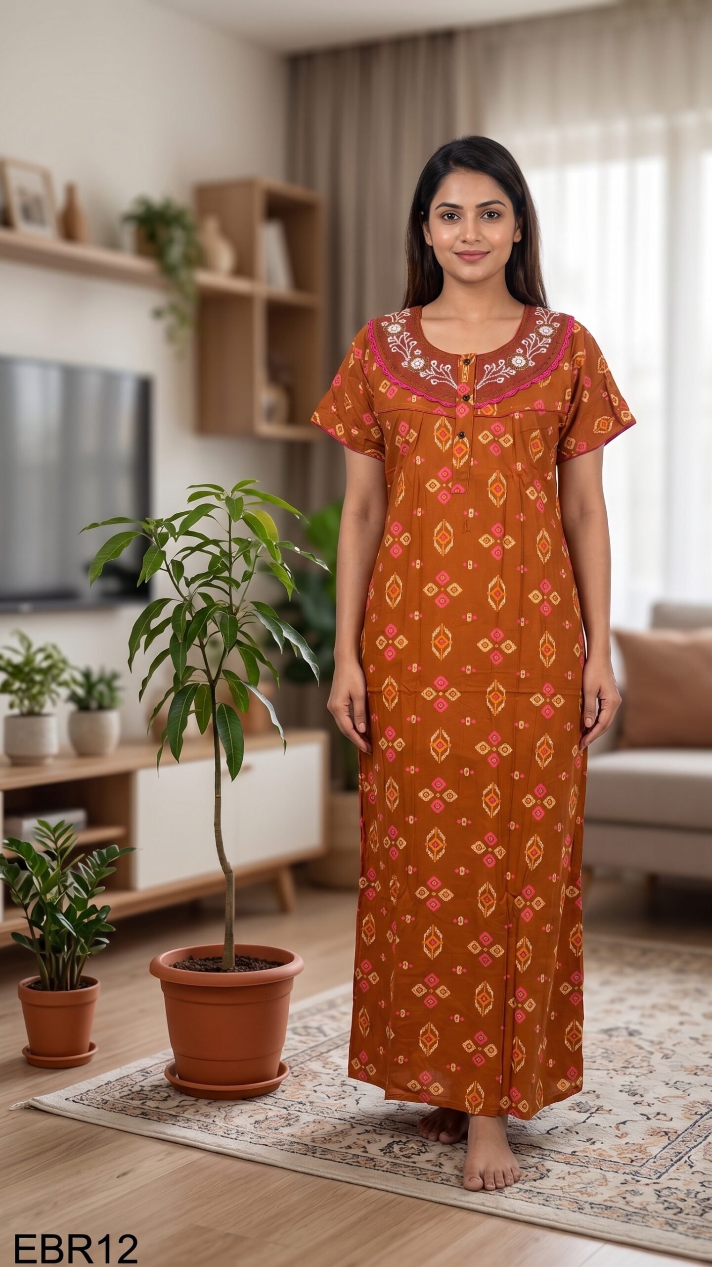 Embroidery Nighty Free Size(XXL)-ERB12