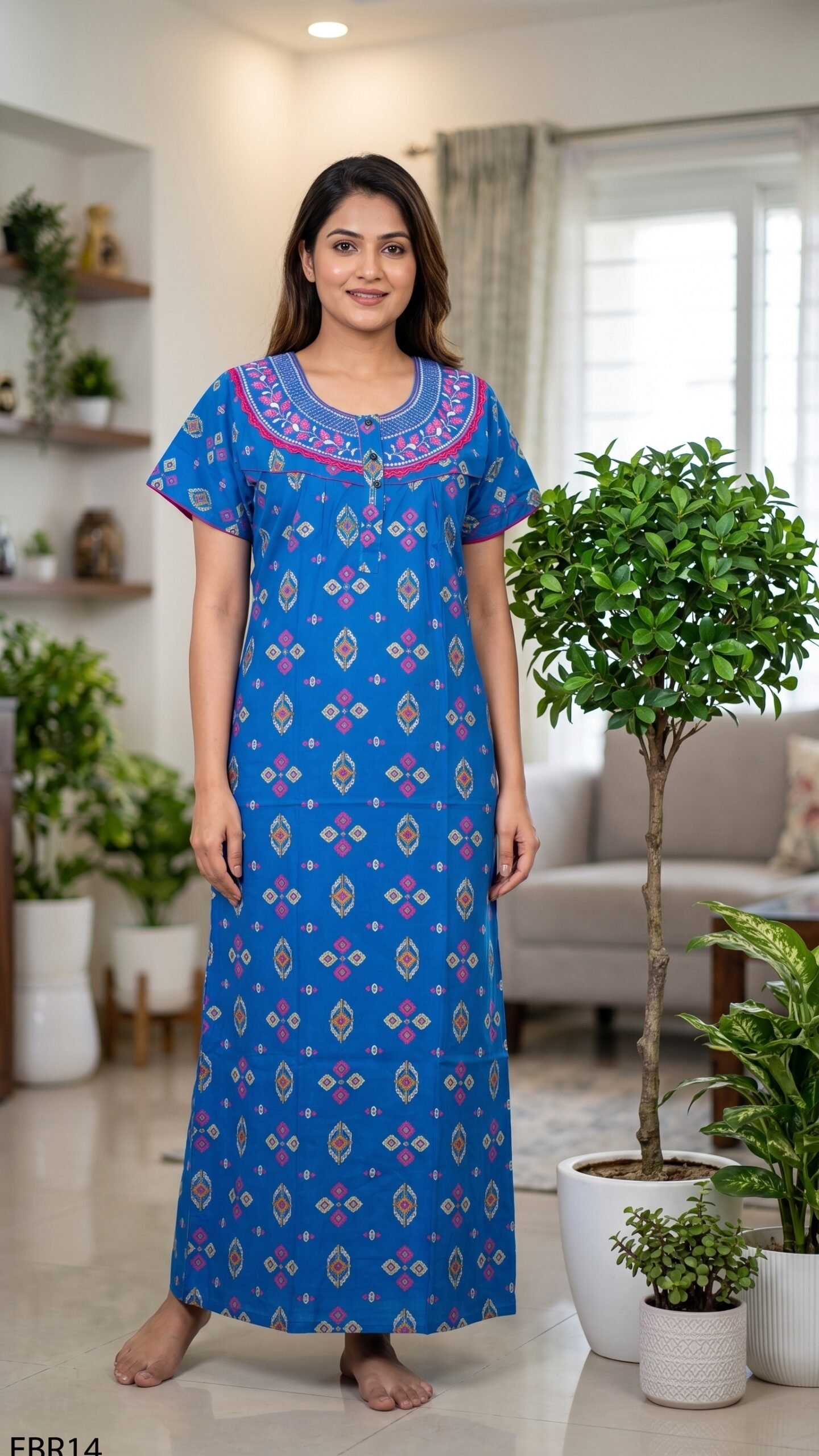 Embroidery Nighty Free Size(XXL)-ERB14
