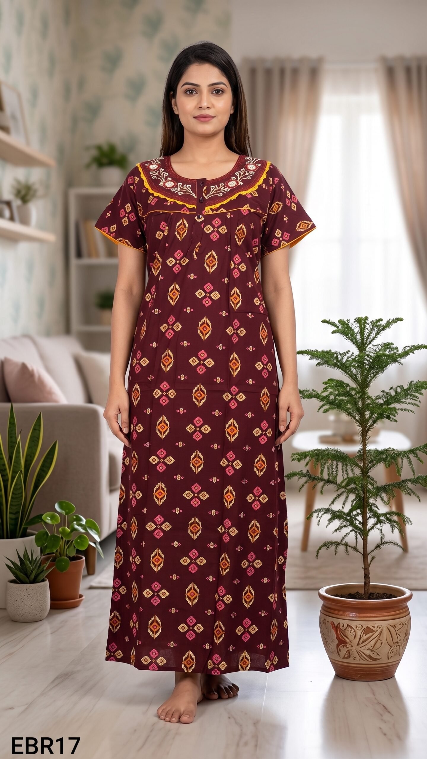 Embroidery Nighty Free Size(XXL)-ERB17