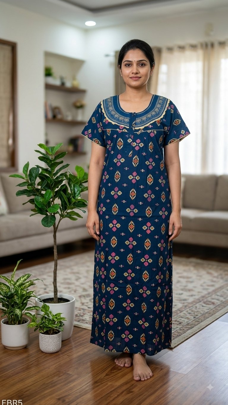 Embroidery Nighty Free Size(XXL)-ERB5