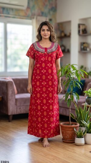 Embroidery Nighty Free Size(XXL)-ERB9