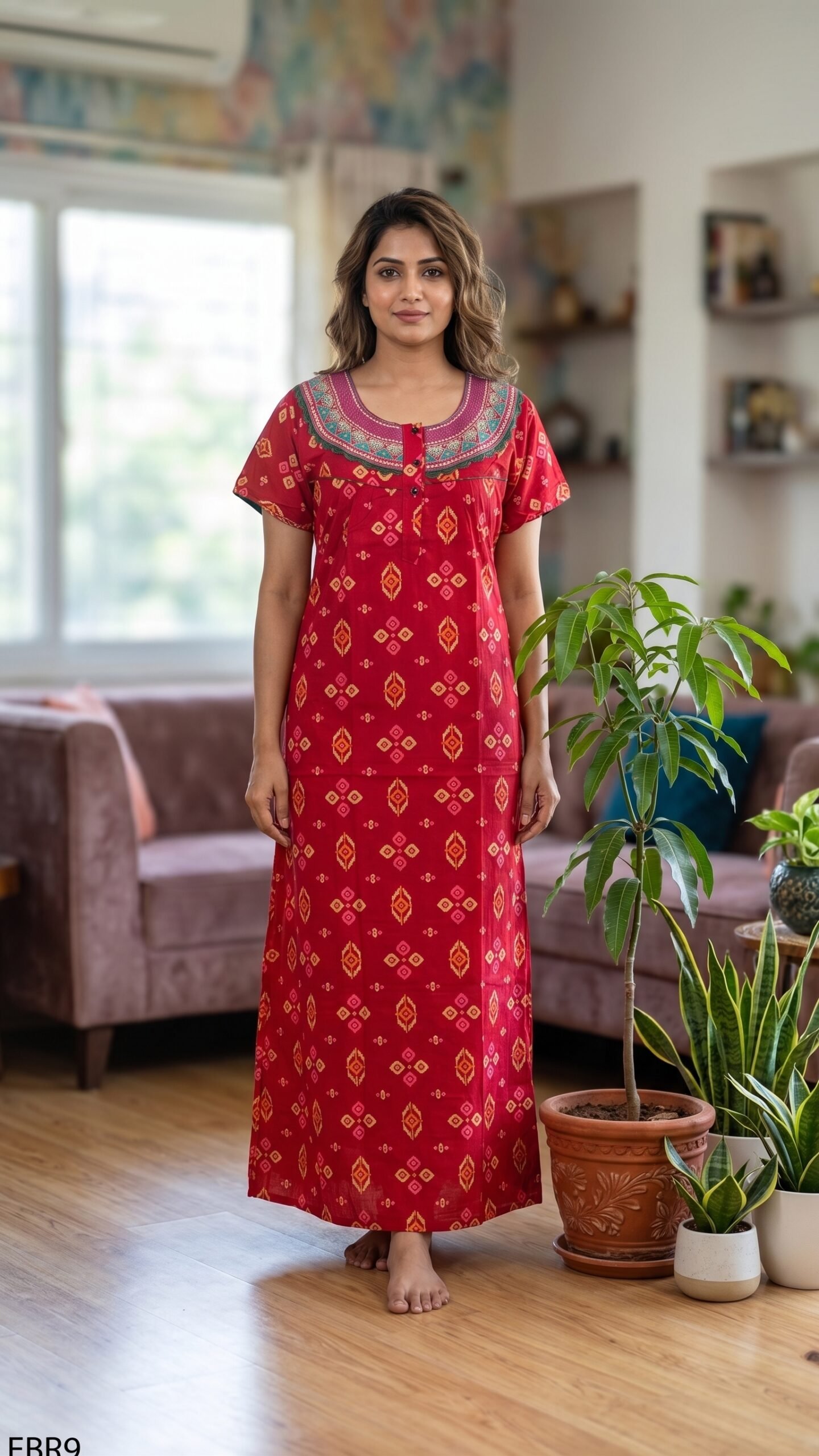 Embroidery Nighty Free Size(XXL)-ERB9