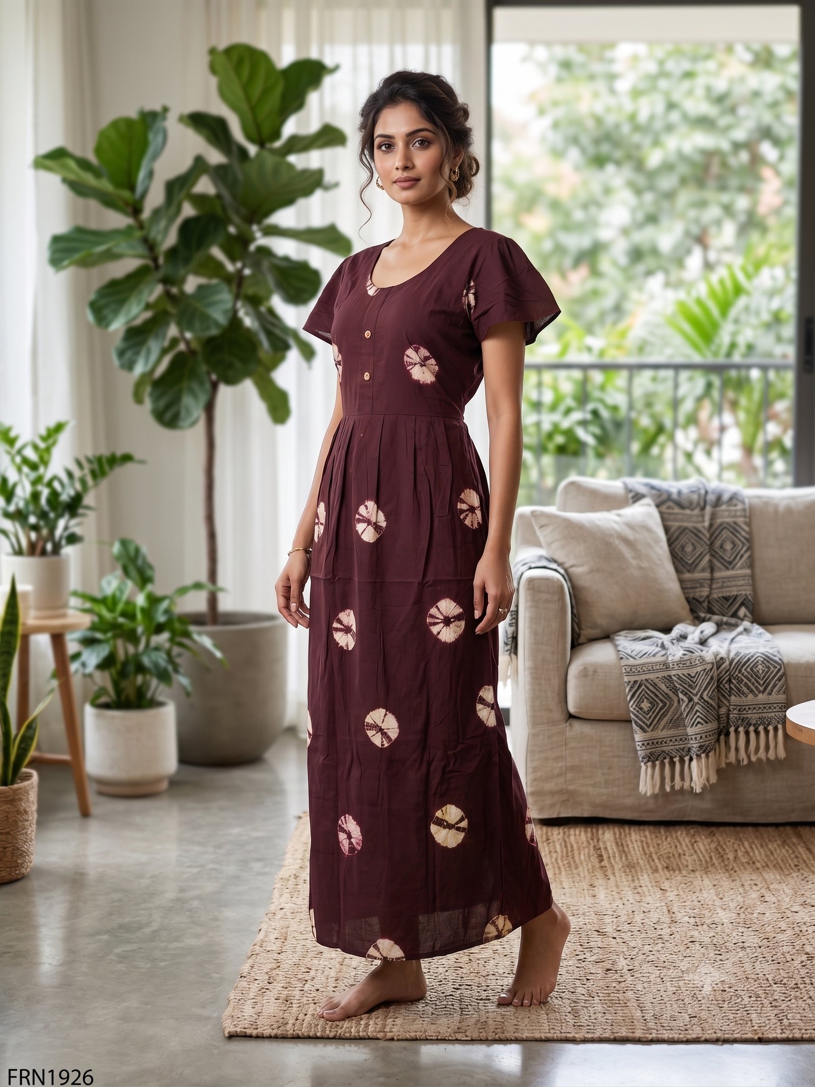 Batiq Frock Nighty Free Size(XXL) -FRN1926