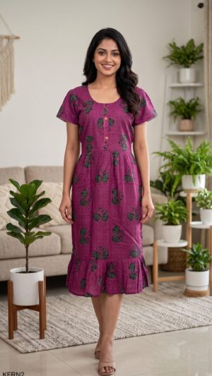 Knee Length Frock Nighty Free Size(XXL)-KFRN2