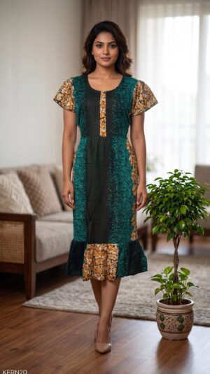 Knee Length Frock Nighty Free Size(XXL)-KFRN20