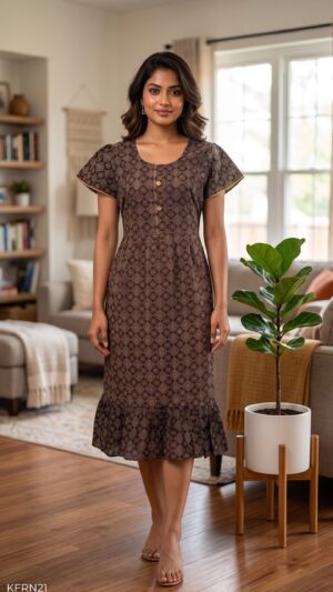 Knee Length Frock Nighty Free Size(XXL)-KFRN21