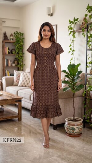 Knee Length Frock Nighty Free Size(XXL)-KFRN22