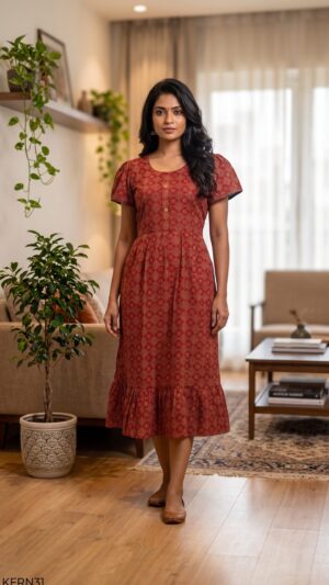 Knee Length Frock Nighty Free Size(XXL)-KFRN31